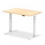 Air 1200 x 800mm Height Adjustable Office Desk Maple Top White Leg HA01033