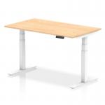 Air 1400 x 800mm Height Adjustable Office Desk Maple Top White Leg HA01034