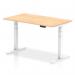 Air 1400 x 800mm Height Adjustable Office Desk Maple Top White Leg HA01034