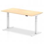 Air 1600 x 800mm Height Adjustable Office Desk Maple Top White Leg HA01035