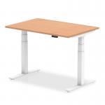 Air 1200 x 800mm Height Adjustable Office Desk Oak Top White Leg HA01037