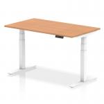 Air 1400 x 800mm Height Adjustable Office Desk Oak Top White Leg HA01038