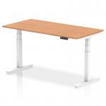 Air 1600 x 800mm Height Adjustable Office Desk Oak Top White Leg HA01039