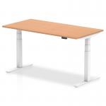 Air 1600 x 800mm Height Adjustable Office Desk Oak Top White Leg HA01039