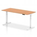 Air 1800 x 800mm Height Adjustable Office Desk Oak Top White Leg HA01040