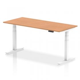 Air 1800 x 800mm Height Adjustable Office Desk Oak Top White Leg HA01040