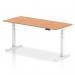 Air 1800 x 800mm Height Adjustable Office Desk Oak Top White Leg HA01040