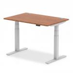 Air 1200 x 800mm Height Adjustable Desk Walnut Top Cable Ports Silver Leg