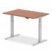 Air 1200 x 800mm Height Adjustable Desk Walnut Top Cable Ports Silver Leg HA01085