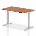 Air 1400 x 800mm Height Adjustable Office Desk Walnut Top Cable Ports Silver Leg HA01086