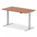 Air 1400 x 800mm Height Adjustable Desk Walnut Top Cable Ports Silver Leg HA01086