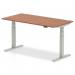 Air 1600 x 800mm Height Adjustable Desk Walnut Top Cable Ports Silver Leg HA01087