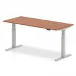 Air 1800 x 800mm Height Adjustable Desk Walnut Top Cable Ports Silver Leg