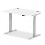 Air 1200 x 800mm Height Adjustable Office Desk White Top Cable Ports Silver Leg HA01089