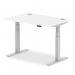 Air 1200 x 800mm Height Adjustable Desk White Top Cable Ports Silver Leg HA01089