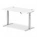 Air 1400 x 800mm Height Adjustable Desk White Top Cable Ports Silver Leg HA01090