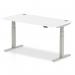 Air 1600 x 800mm Height Adjustable Desk White Top Cable Ports Silver Leg HA01091