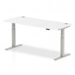 Air 1800 x 800mm Height Adjustable Office Desk White Top Cable Ports Silver Leg HA01092