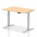 Air 1200 x 800mm Height Adjustable Office Desk Maple Top Cable Ports Silver Leg HA01093