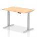 Air 1200 x 800mm Height Adjustable Office Desk Maple Top Cable Ports Silver Leg HA01093