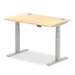 Air 1200 x 800mm Height Adjustable Desk Maple Top Cable Ports Silver Leg