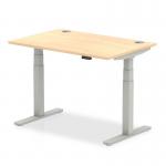 Air 1200 x 800mm Height Adjustable Office Desk Maple Top Cable Ports Silver Leg HA01093