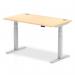 Air 1400 x 800mm Height Adjustable Desk Maple Top Cable Ports Silver Leg HA01094
