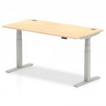 Air 1600 x 800mm Height Adjustable Desk Maple Top Cable Ports Silver Leg
