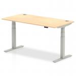 Air 1600 x 800mm Height Adjustable Office Desk Maple Top Cable Ports Silver Leg HA01095
