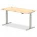 Air 1600 x 800mm Height Adjustable Desk Maple Top Cable Ports Silver Leg HA01095