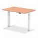 Air 1200 x 800mm Height Adjustable Desk Beech Top Cable Ports White Leg HA01101