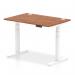 Air 1200 x 800mm Height Adjustable Office Desk Walnut Top Cable Ports White Leg HA01105