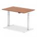 Air 1200 x 800mm Height Adjustable Desk Walnut Top Cable Ports White Leg HA01105