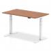 Air 1400 x 800mm Height Adjustable Desk Walnut Top Cable Ports White Leg HA01106