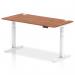 Air 1600 x 800mm Height Adjustable Office Desk Walnut Top Cable Ports White Leg HA01107