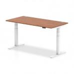 Air 1600 x 800mm Height Adjustable Desk Walnut Top Cable Ports White Leg