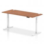 Air 1800 x 800mm Height Adjustable Office Desk Walnut Top Cable Ports White Leg HA01108