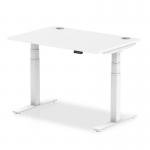 Air 1200 x 800mm Height Adjustable Office Desk White Top Cable Ports White Leg HA01109