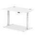 Air 1200 x 800mm Height Adjustable Desk White Top Cable Ports White Leg HA01109