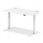 Air 1400 x 800mm Height Adjustable Office Desk White Top Cable Ports White Leg HA01110