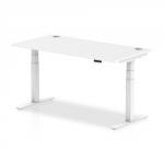 Air 1600 x 800mm Height Adjustable Desk White Top Cable Ports White Leg