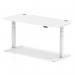 Air 1600 x 800mm Height Adjustable Desk White Top Cable Ports White Leg HA01111