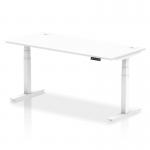 Air 1800 x 800mm Height Adjustable Office Desk White Top Cable Ports White Leg HA01112