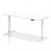 Air 1800 x 800mm Height Adjustable Office Desk White Top Cable Ports White Leg HA01112