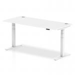 Air 1800 x 800mm Height Adjustable Office Desk White Top Cable Ports White Leg HA01112