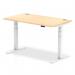 Air 1400 x 800mm Height Adjustable Desk Maple Top Cable Ports White Leg HA01114