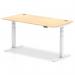 Air 1600 x 800mm Height Adjustable Desk Maple Top Cable Ports White Leg HA01115