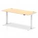 Air 1800 x 800mm Height Adjustable Desk Maple Top Cable Ports White Leg HA01116