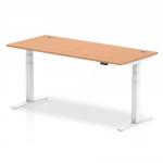 Air 1800 x 800mm Height Adjustable Desk Oak Top Cable Ports White Leg