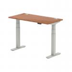 Air 1200 x 600mm Height Adjustable Desk Walnut Top Cable Ports Silver Leg